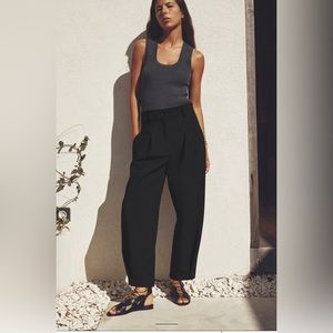 Zara Pleated Tapered Pants Black NWT